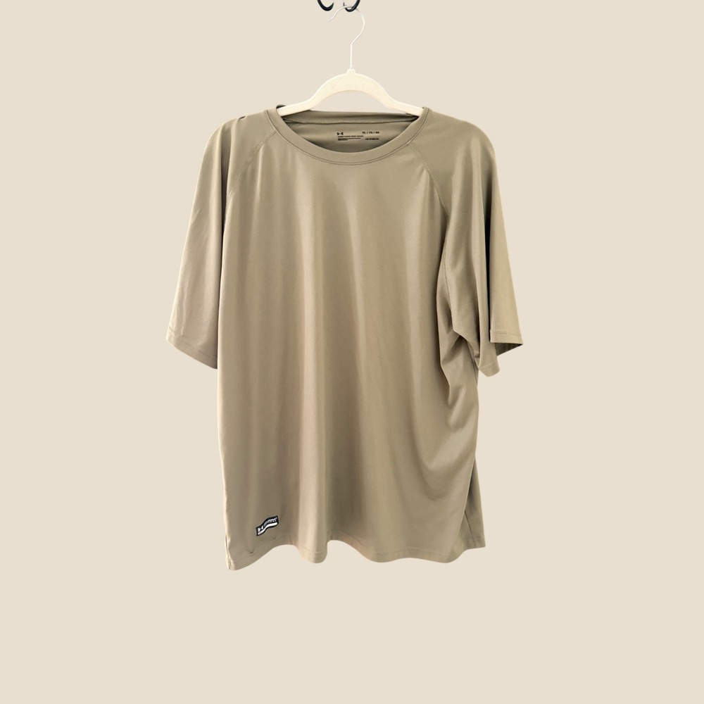 Under Armour Mens XL HeatGear Loose Fit Short Sleeve T-Shirt Olive Green
